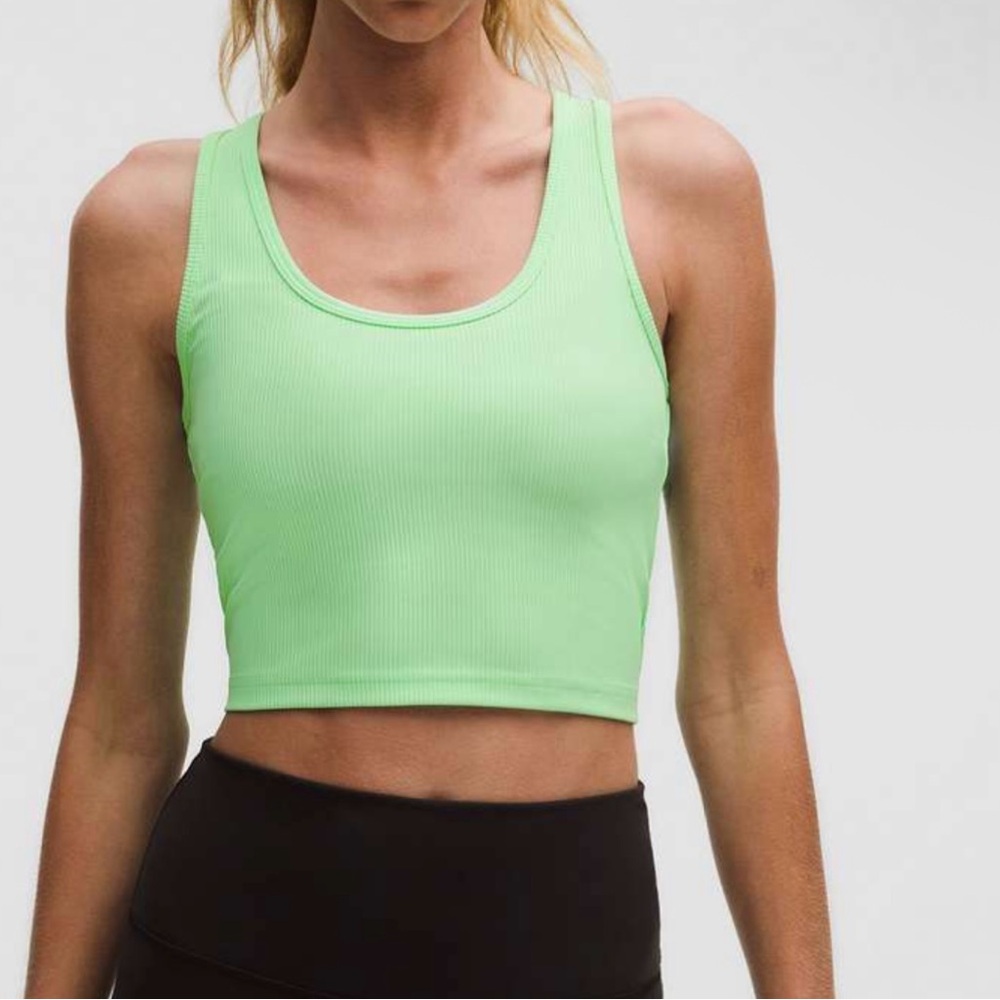 Lululemon Power Pivot Training Tank Top Citra Lime XXS Cropped Ribbed Racerback